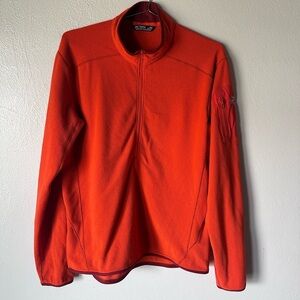 Arcteryx Polartec 1/2 Zip Pullover Mens Medium Orange Sweater Lightweight